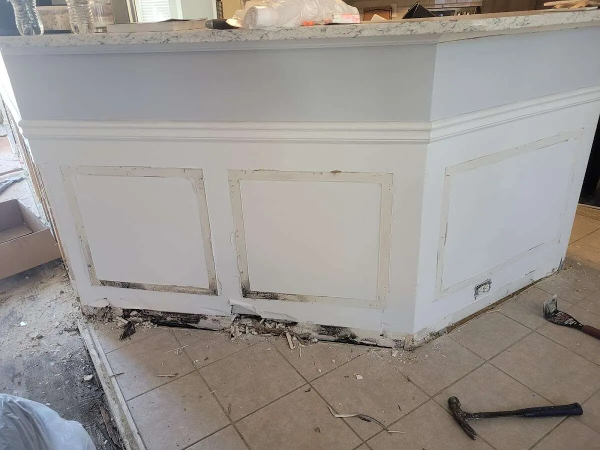 Water damage and mold on kitchen during Storm Damage Restoration in Darlington